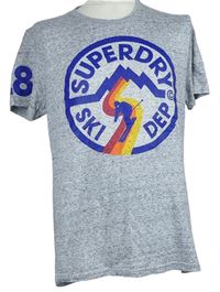 Pánske sivé melírované tričko s logom Superdry