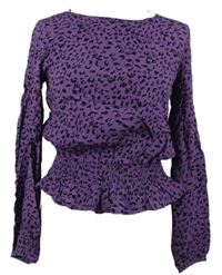 Dámská fialovo-černá vzorovaná crop halenka M&S