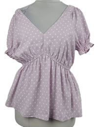 Dámska ružová bodkovaná peplum blúzka George