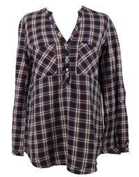 Dámská tmavomodro-červená kostkovaná halenka Esprit 