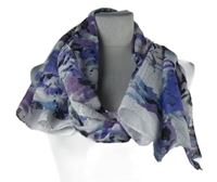 Dámská bílo-fialová květovaná šála 