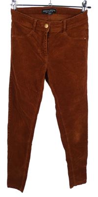 Dámské skořicové manšestrové skinny kalhoty Dorothy Perkins 