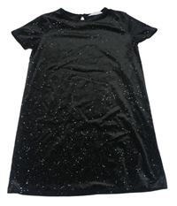 Čierne trblietavé zamatové šaty H&M