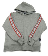 Svetlosivá mikina s proužkem a kapucňou