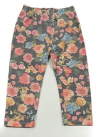 Černé květinové capri legíny 