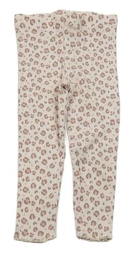 Svetloružové rebrované legíny s fľakmi F&F