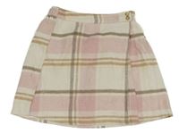 Ružovo-bielo-hnedá kockovaná vlnená sukňa F&F