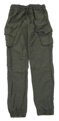 Khaki šusťákové cargo kalhoty Matalan