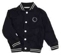 Tmavomodrá baseballová mikina se smajlíkem Next