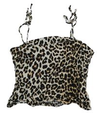 Černo-hnedý vzorovaný crop top se zvířecím motivem H&M