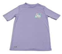 Fialové UV tričko s kvetinou