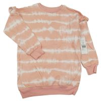 Nové - ružovo-biela batikovaná mikina F&F