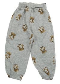 Svetlosivé melírované tepláky s medvedíkmi H&M
