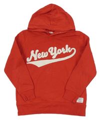 Červená mikina s nápisem a kapucí H&M