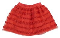 Červená tylová sukňa s kvetmi H&M