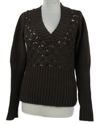 Dámsky kávový děrovaný sveter Mexx