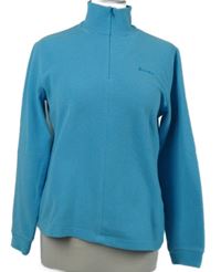 Dámska tyrkysovo-biela pruhovaná fleecová funkčná mikina s rolákom Odlo