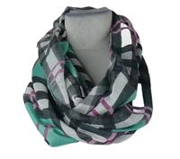 Dámský zeleno-černo-růžový kolový šifonový šátek