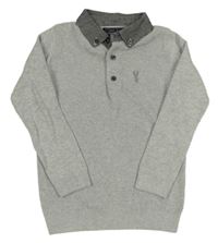 Sivý sveter s košeľovým golierikom zn. Next