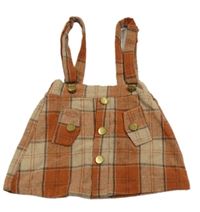 Oranžovo-béžová kockovaná sukňa s trakami