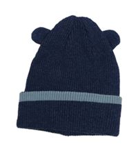 Tmavomodrá žebrovaná čepice s oušky George
