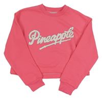 Neónově růžopvá crop mikina Pineapple