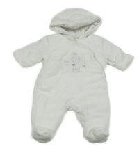 Biela zamatová zateplená kombinéza s ovečkou a kapucňou Mothercare