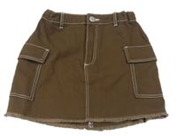 Hnedá rifľová cargo sukňa H&M