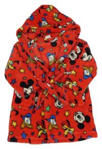 Červený plyšový župan s Mickeym a kamarády a kapucí Disney