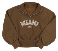 Hnedá crop mikina s nápisom Primark