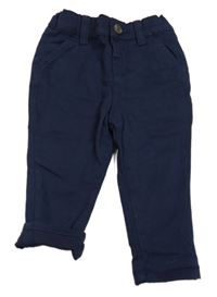 Tmavomodré plátenné podšité chino nohavice Denim Co.