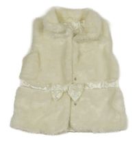 Smotanová kožušinová podšitá vesta s mašlou Mothercare