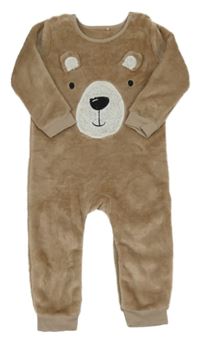 Světlehnědý chlupatý overal s medvídkem Nutmeg