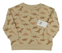 Nové - Béžová mikina s dinosaury