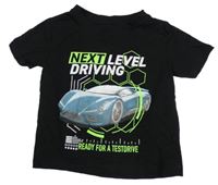 Čierne tričko s nápisom a autom Dopodopo