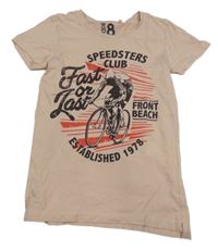 Pudrové tričko s cyklistou