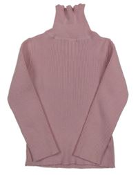 Ružový rebrovaný svetrový rolák Matalan