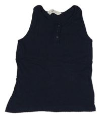 Tmavomodrý top s perforovaným vzorom a gombíkmi H&M