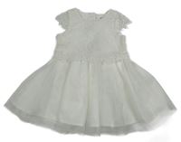 Biele krajkovo/tylové slávnostné šaty Primark