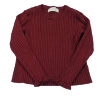 Vínový rebrovaný sveter H&M