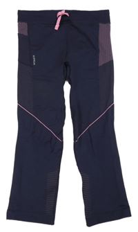 Tmavomodro-růžové sportovní capri legíny se vzorem Kiprun