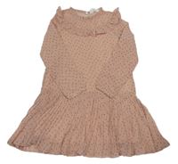 Starorůžové šifonové šaty se srdíčky a volánky H&M