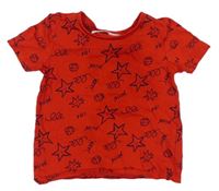Červené tričko s hviezdičkami a nápismi Minoti