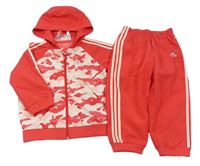 2set - Ružovo-biela šušťáková jesenná bunda s kapucí + nohavice Adidas