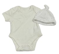 2set - Bílé body + bílá čepice s puntíky 