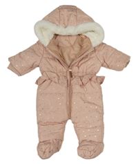 Světlerůžová šusťáková zimní kombinéza s kapucí Matalan