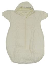 Bílý šusťákový prošívaný zateplený fusak s kapucňou