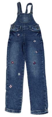 Tmavomodré teplákové laclové rifle s kytičkami Little kids