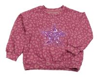 Růžovo-světlerůžová vzorovaná mikina s hvězdičkou z flitrů Nutmeg