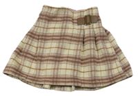 Béžovo-ružová kockovaná vlnená sukňa Next